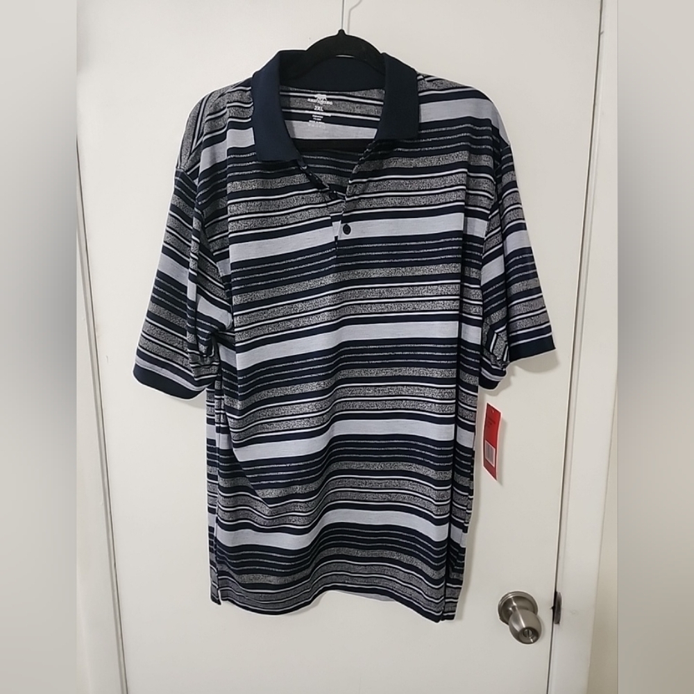 Classic Black and White Polo Shirt with Stripes